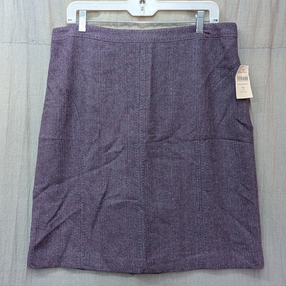 Coldwater Creek Purple Tweed Pencil Skirt Petite P14 Wool Blend NWT